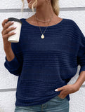 SOLID COLOR CREW NECK PATCHWORK PULLOVER TOP