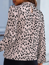 LONG-SLEEVED CREW-NECK LOOSE PRINT CHIFFON SHIRT