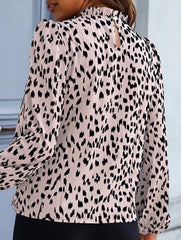 LONG-SLEEVED CREW-NECK LOOSE PRINT CHIFFON SHIRT