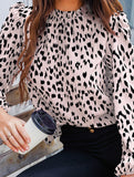 LONG-SLEEVED CREW-NECK LOOSE PRINT CHIFFON SHIRT