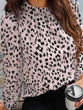 LONG-SLEEVED CREW-NECK LOOSE PRINT CHIFFON SHIRT