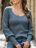 PIT STRIP SHAVED ROUND NECK LANTERN SLEEVE TOP