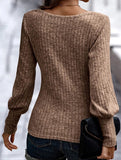PIT STRIP SHAVED ROUND NECK LANTERN SLEEVE TOP