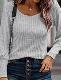 PIT STRIP SHAVED ROUND NECK LANTERN SLEEVE TOP