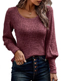 PIT STRIP SHAVED ROUND NECK LANTERN SLEEVE TOP
