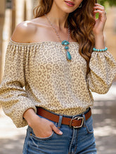 Fashion Forward Leopard Print One Shoulder Top ??Stretchy Casual Pullover