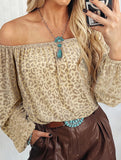 Fashion Forward Leopard Print One Shoulder Top ??Stretchy Casual Pullover