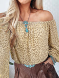 Fashion Forward Leopard Print One Shoulder Top ??Stretchy Casual Pullover