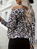 OFF-THE-SHOULDER ONE-SHOULDER LEOPARD PRINT TOP