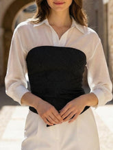 NICHE DESIGN BLACK AND WHITE PATCHWORK SHIRT