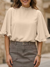 Crewneck Ruffle Sleeve Blouse_CWTBLS02655
