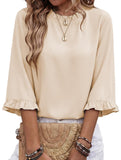 Crewneck Ruffle Sleeve Blouse_CWTBLS02655