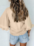 Crewneck Ruffle Sleeve Blouse_CWTBLS02655