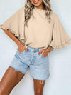 Crewneck Ruffle Sleeve Blouse_CWTBLS02655