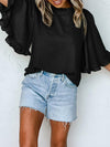 Crewneck Ruffle Sleeve Blouse_CWTBLS02655