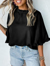 Crewneck Ruffle Sleeve Blouse_CWTBLS02655