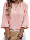 Crewneck Ruffle Sleeve Blouse_CWTBLS02655