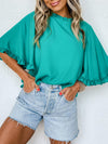 Crewneck Ruffle Sleeve Blouse_CWTBLS02655
