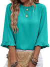 Crewneck Ruffle Sleeve Blouse_CWTBLS02655