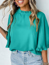 Crewneck Ruffle Sleeve Blouse_CWTBLS02655