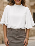 Crewneck Ruffle Sleeve Blouse_CWTBLS02655