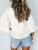 Crewneck Ruffle Sleeve Blouse_CWTBLS02655