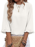 Crewneck Ruffle Sleeve Blouse_CWTBLS02655