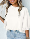 Crewneck Ruffle Sleeve Blouse_CWTBLS02655