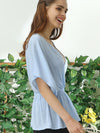 V NECK BATWING SLEEVE SLIK BLOUSE TOP - Doublju
