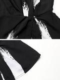 Stretch Waist Print Blouse ??Elegant Printed Pullover Top with Waist Shirring