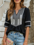 EMBROIDERED SHIRT LOOSE TOP