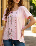 COTTON BREATHABLE LOOSE EMBROIDERED TOP_CWTBLS0658