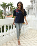Pullover Fresh Sweet Embroidered Blouse ??Lightweight Women's Top