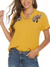 LAPEL LOOSE CHIFFON SHORT SLEEVE