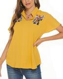 LAPEL LOOSE CHIFFON SHORT SLEEVE