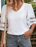 Gauze Patchwork Sleeve Blouse – Lightweight & Elegant Women's Top
