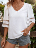 Gauze Patchwork Sleeve Blouse – Lightweight & Elegant Women's Top