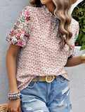 Embroidered Printed Turtleneck Blouse ??Boho Chic High Neck Long Sleeve Top