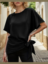 BATWING SLEEVED HEM KNOT LOOSE BLOUSE