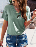 Temperament Casual Solid Color V-Neck Blouse ??Lightweight Summer Top for Women