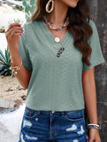Temperament Casual Solid Color V-Neck Blouse ??Lightweight Summer Top for Women