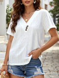 Temperament Casual Solid Color V-Neck Blouse ??Lightweight Summer Top for Women