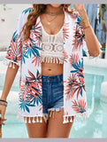 Printed Loose Fit Smock Top ??Lightweight Sunscreen Blouse for Women