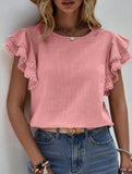 Sweet style Lotus leaf sleeves Round Neck T-shirt