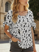 LEOPARD PRINT BLOUSE WITH ROUND NECK STRAP
