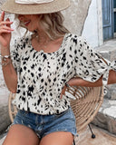 LEOPARD PRINT BLOUSE WITH ROUND NECK STRAP