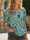 LEOPARD PRINT BLOUSE WITH ROUND NECK STRAP