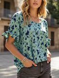 LEOPARD PRINT BLOUSE WITH ROUND NECK STRAP