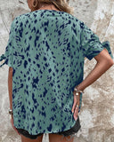 LEOPARD PRINT BLOUSE WITH ROUND NECK STRAP