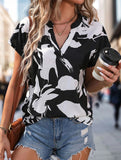 CONTRASTING BLACK AND WHITE V-NECK SHIRT